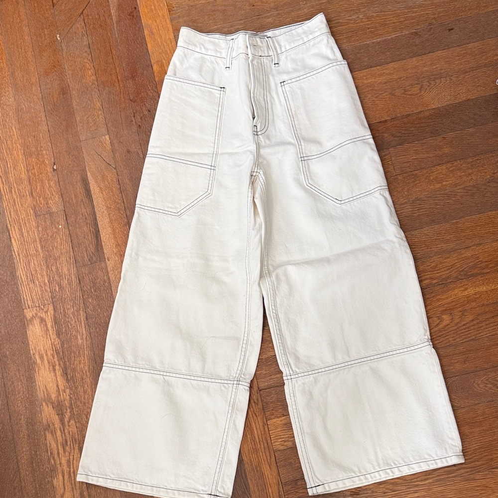 Everlane Gardener Wide-Leg White Denim Pants